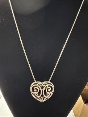 Brighton Silver Filigree Heart Pendant Necklace